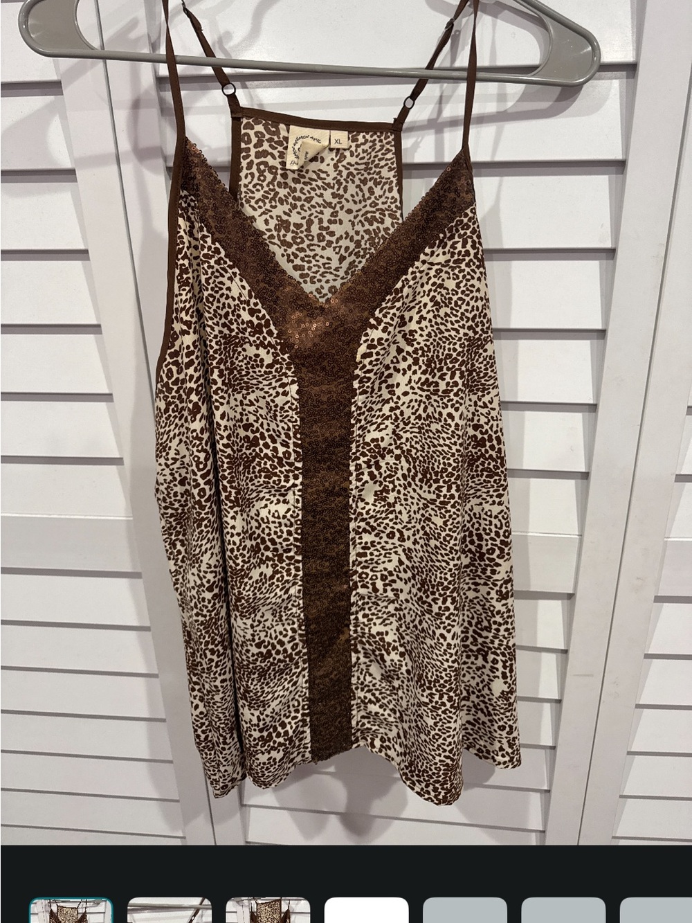 Leopard Print Lace-Trim Cami in Brown/Cream